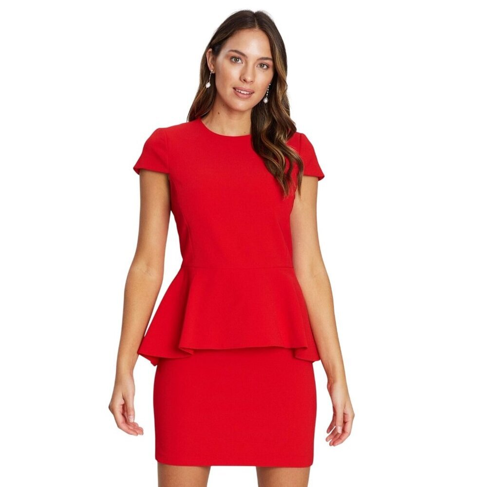 Women's - Alice & Olivia Red Ember Peplum Fitted Dress, Size 12